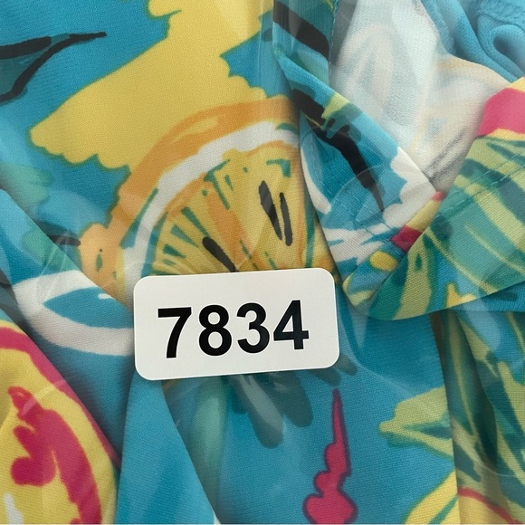 Papagallo blue citrus fruit print dress peaches lemons oranges 37834 - Picture 7 of 7